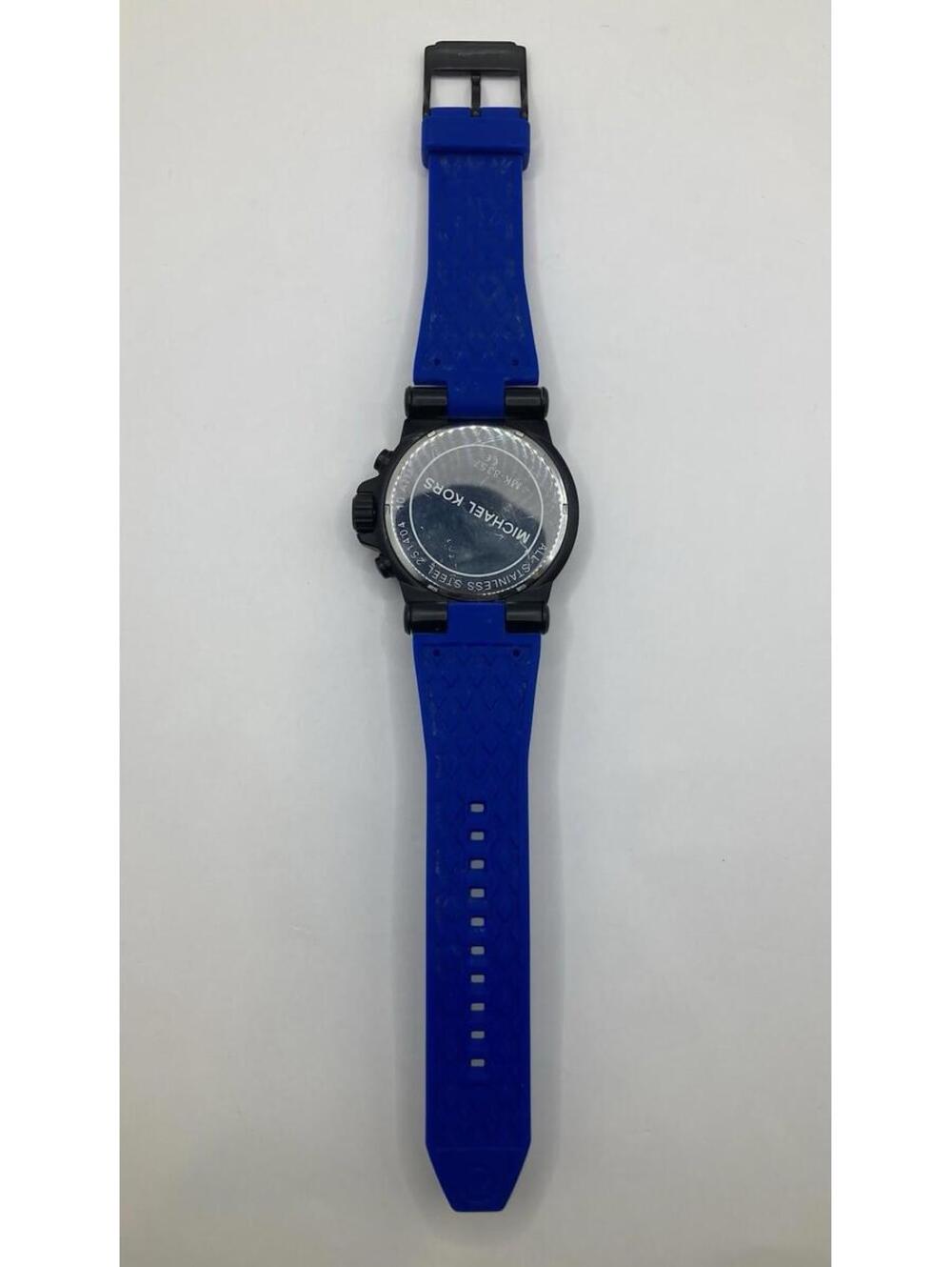 Men’s Michael Kors Dylan Blackout Chronograph 48mm Blue Silicone Band Watch Runs - Picture 5 of 9